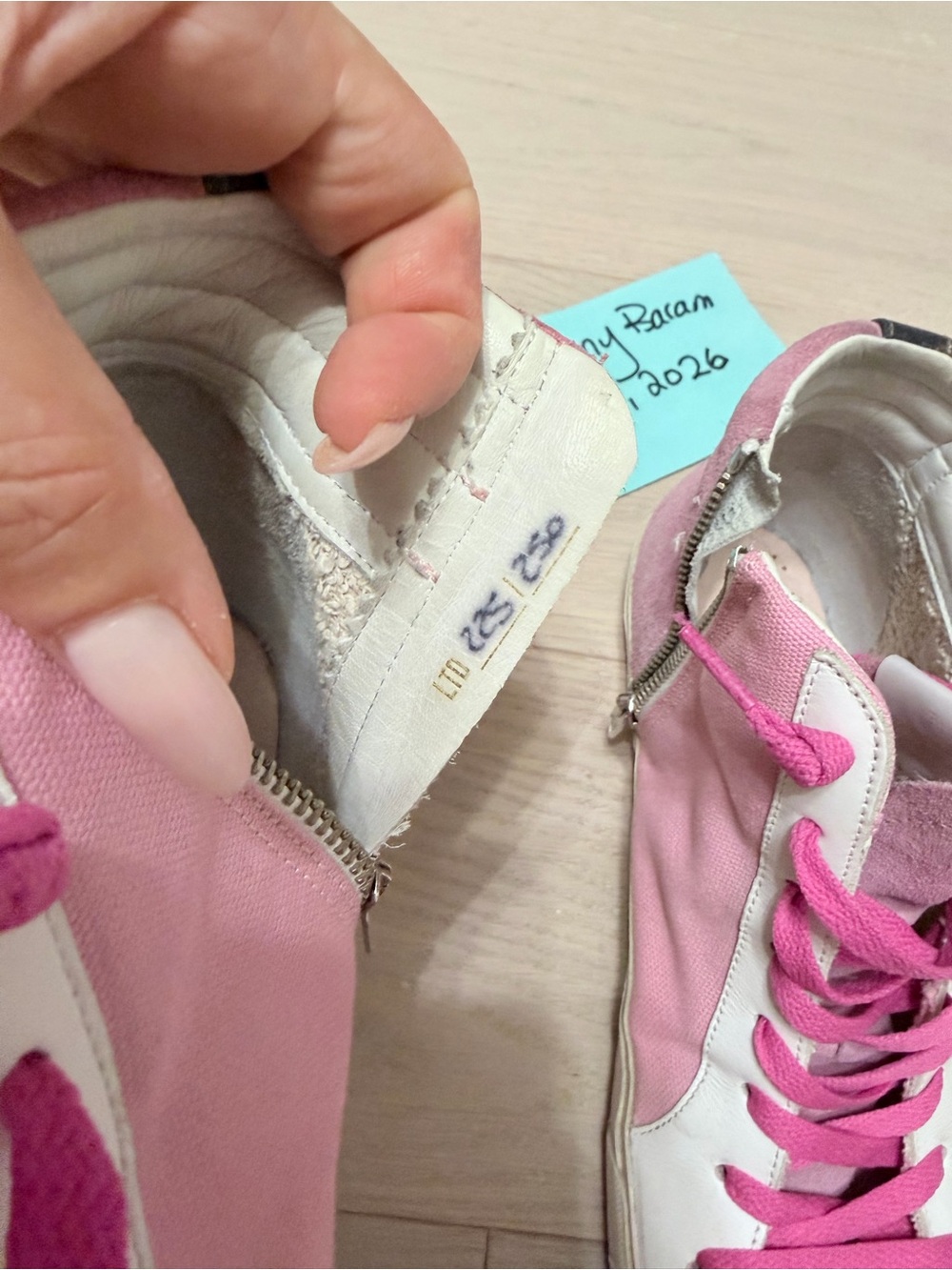 Golden Goose Pink Slides (High-Top Sneakers) with Hot Pink Laces - Picture 5 of 5